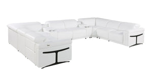 HomeRoots White Italian Leather Modular U-Shaped Sectional Sofa with Console - Luxurious Comfort & Style! 634687