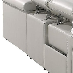 Italian Leather Power Reclining U-shaped Sectional with Built-in Storage Console Ten Piece Set