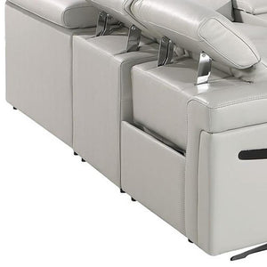 Italian Leather Power Reclining U-shaped Sectional with Built-in Storage Console Ten Piece Set