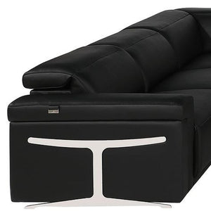 HomeRoots Black Italian Leather U-Shaped Sectional: Power Reclining Comfort & Modern Design for 8 People 634693