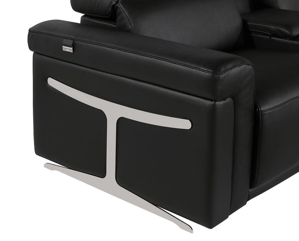 HomeRoots Black Italian Leather U-Shaped Sectional: Power Reclining Comfort & Modern Design for 8 People 634693