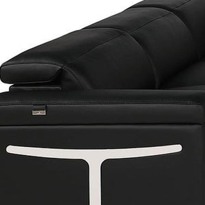 HomeRoots Black Italian Leather U-Shaped Sectional: Power Reclining Comfort & Modern Design for 8 People 634693