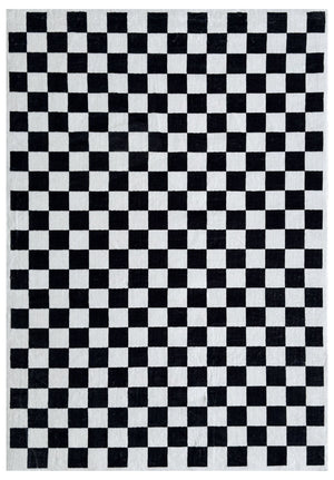 HomeRoots 5' Black and White Checkered Area Rug - Stylish, Stain-Resistant Design for Modern Living Spaces 8' X 11' 634764