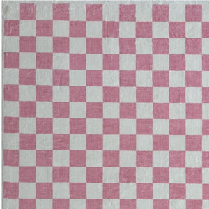 HomeRoots 5' Pink and Off-White Checkered Area Rug - Soft, Durable Design for Modern Living Spaces and Families 7' X 10' 634771