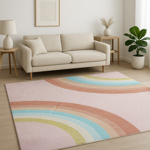 HomeRoots 5' Colorful Rainbow Area Rug for Kids' Rooms - Durable, Easy-Care, Whimsical Design for Playful Spaces 5' X 8' 634774