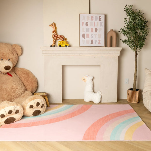HomeRoots 5' Colorful Rainbow Area Rug for Kids' Rooms - Durable, Easy-Care, Whimsical Design for Playful Spaces 7' X 10' 634775