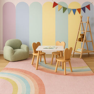 HomeRoots 5' Colorful Rainbow Area Rug for Kids' Rooms - Durable, Easy-Care, Whimsical Design for Playful Spaces 7' X 10' 634775
