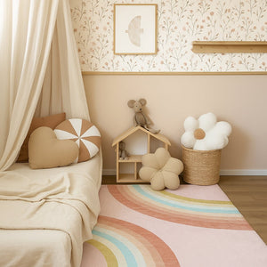 HomeRoots 5' Colorful Rainbow Area Rug for Kids' Rooms - Durable, Easy-Care, Whimsical Design for Playful Spaces 7' X 10' 634775