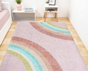 HomeRoots 5' Colorful Rainbow Area Rug for Kids' Rooms - Durable, Easy-Care, Whimsical Design for Playful Spaces 8' X 11' 634776