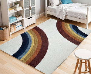 HomeRoots 5' Playful Rainbow Area Rug for Kids - Durable, Stain-Resistant Design for Playrooms & Nurseries 5' X 8' 634778