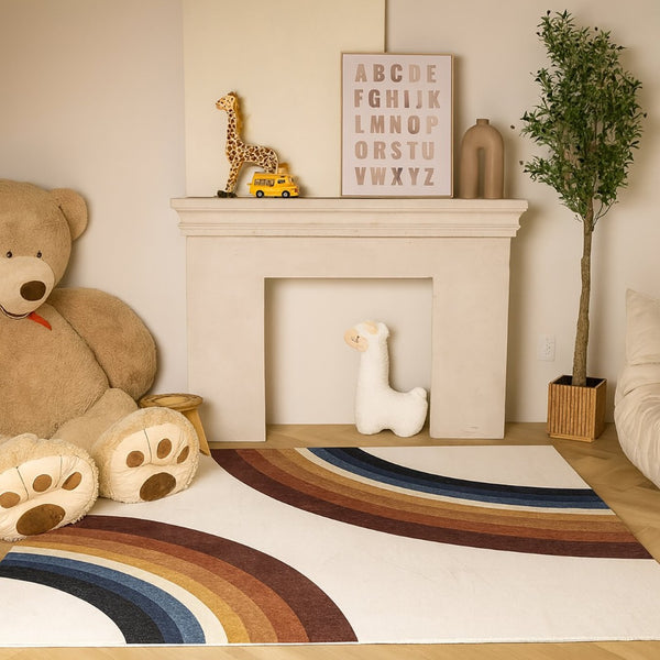 HomeRoots 5' Playful Rainbow Area Rug for Kids - Durable, Stain-Resistant Design for Playrooms & Nurseries 5' X 8' 634778