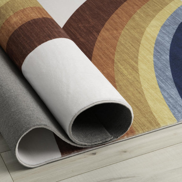 HomeRoots 5' Playful Rainbow Area Rug for Kids - Durable, Stain-Resistant Design for Playrooms & Nurseries 7' X 10' 634779