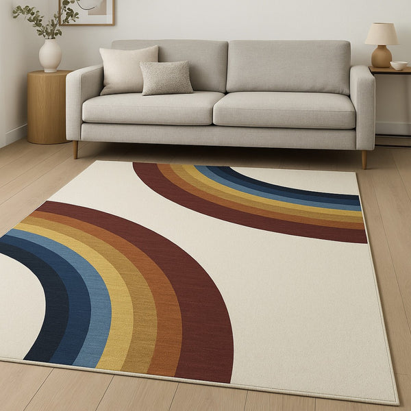 HomeRoots 5' Playful Rainbow Area Rug for Kids - Durable, Stain-Resistant Design for Playrooms & Nurseries 7' X 10' 634779
