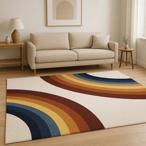 HomeRoots 5' Playful Rainbow Area Rug for Kids - Durable, Stain-Resistant Design for Playrooms & Nurseries 8' X 11' 634780