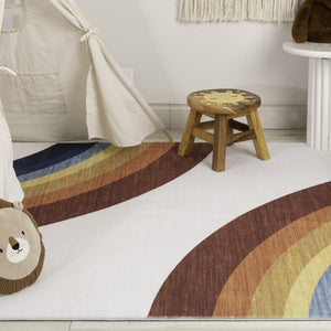 HomeRoots 5' Playful Rainbow Area Rug for Kids - Durable, Stain-Resistant Design for Playrooms & Nurseries 8' X 11' 634780