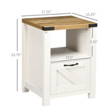 English Elm Homcom Farmhouse Side Table With Storage For Living Room White