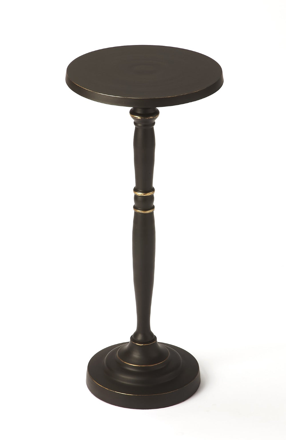 HomeRoots 22" Vintage Black Aluminum Round End Table with Sculpted Pedestal Base - Perfect for Any Room! 634862