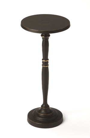 HomeRoots 22" Vintage Black Aluminum Round End Table with Sculpted Pedestal Base - Perfect for Any Room! 634862