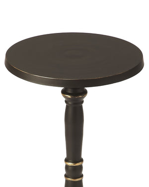 HomeRoots 22" Vintage Black Aluminum Round End Table with Sculpted Pedestal Base - Perfect for Any Room! 634862