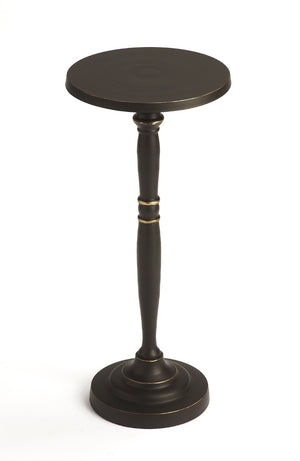 HomeRoots 22" Vintage Black Aluminum Round End Table with Sculpted Pedestal Base - Perfect for Any Room! 634862