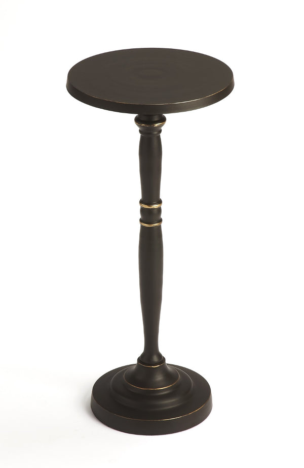 HomeRoots 22" Vintage Black Aluminum Round End Table with Sculpted Pedestal Base - Perfect for Any Room! 634862