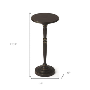 HomeRoots 22" Vintage Black Aluminum Round End Table with Sculpted Pedestal Base - Perfect for Any Room! 634862