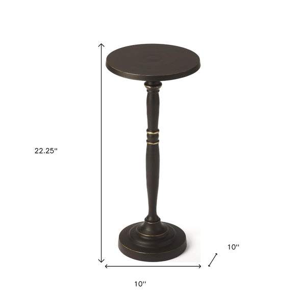HomeRoots 22" Vintage Black Aluminum Round End Table with Sculpted Pedestal Base - Perfect for Any Room! 634862