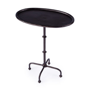 HomeRoots 20" Sleek Black Oval Aluminum Outdoor Side Table – Durable, Low-Maintenance, Modern Design for Patios 634863
