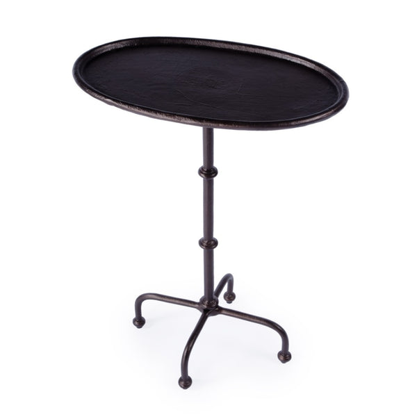HomeRoots 20" Sleek Black Oval Aluminum Outdoor Side Table – Durable, Low-Maintenance, Modern Design for Patios 634863