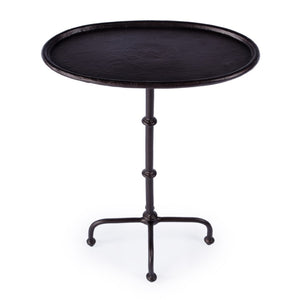 HomeRoots 20" Sleek Black Oval Aluminum Outdoor Side Table – Durable, Low-Maintenance, Modern Design for Patios 634863