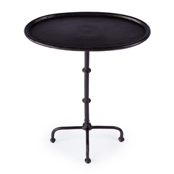 HomeRoots 20" Sleek Black Oval Aluminum Outdoor Side Table – Durable, Low-Maintenance, Modern Design for Patios 634863