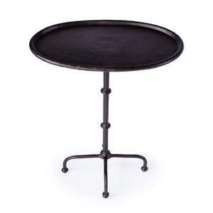 HomeRoots 20" Sleek Black Oval Aluminum Outdoor Side Table – Durable, Low-Maintenance, Modern Design for Patios 634863