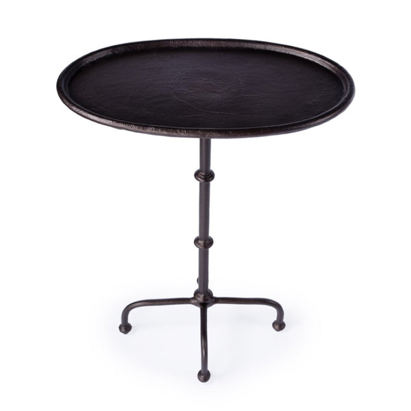 HomeRoots 20" Sleek Black Oval Aluminum Outdoor Side Table – Durable, Low-Maintenance, Modern Design for Patios 634863