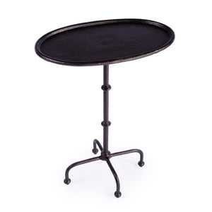 HomeRoots 20" Sleek Black Oval Aluminum Outdoor Side Table – Durable, Low-Maintenance, Modern Design for Patios 634863