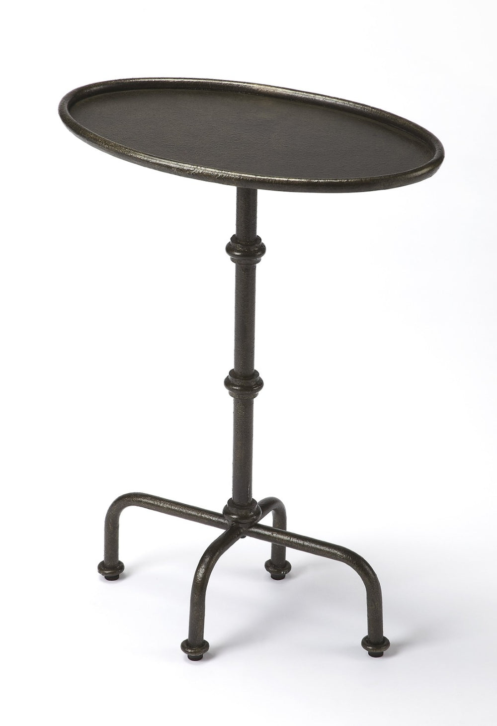 HomeRoots 26" Gray Aluminum Oval Pedestal End Table – Stylish & Durable Accent for Modern Living Spaces 634865