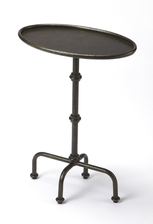 HomeRoots 26" Gray Aluminum Oval Pedestal End Table – Stylish & Durable Accent for Modern Living Spaces 634865