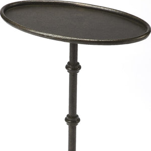 HomeRoots 26" Gray Aluminum Oval Pedestal End Table – Stylish & Durable Accent for Modern Living Spaces 634865