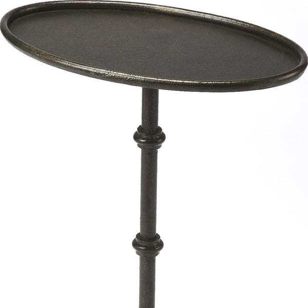 HomeRoots 26" Gray Aluminum Oval Pedestal End Table – Stylish & Durable Accent for Modern Living Spaces 634865