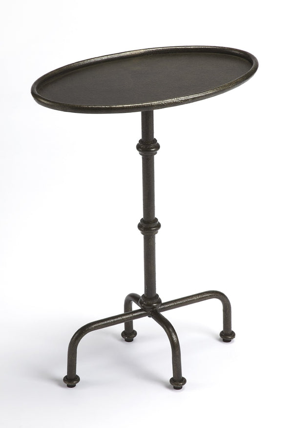 HomeRoots 26" Gray Aluminum Oval Pedestal End Table – Stylish & Durable Accent for Modern Living Spaces 634865