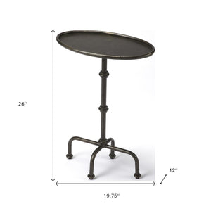 HomeRoots 26" Gray Aluminum Oval Pedestal End Table – Stylish & Durable Accent for Modern Living Spaces 634865