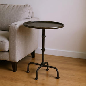 HomeRoots 26" Gray Aluminum Oval Pedestal End Table – Stylish & Durable Accent for Modern Living Spaces 634865