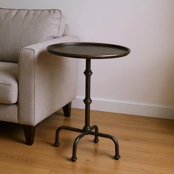 HomeRoots 26" Gray Aluminum Oval Pedestal End Table – Stylish & Durable Accent for Modern Living Spaces 634865