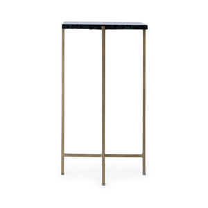 HomeRoots 21" Chic Green Marble & Gold Iron Square End Table - Stylish Accent for Any Room, Fully Assembled! 634866