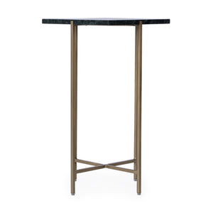HomeRoots 21" Chic Green Marble & Gold Iron Square End Table - Stylish Accent for Any Room, Fully Assembled! 634866