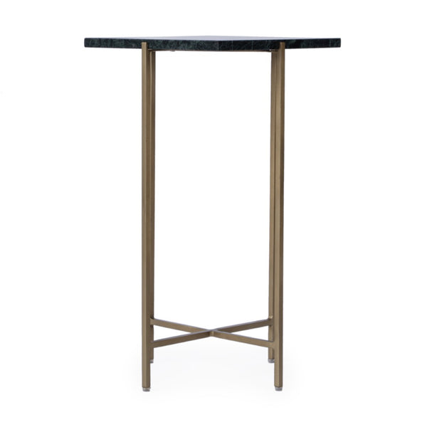 HomeRoots 21" Chic Green Marble & Gold Iron Square End Table - Stylish Accent for Any Room, Fully Assembled! 634866