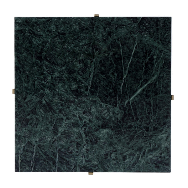 HomeRoots 21" Chic Green Marble & Gold Iron Square End Table - Stylish Accent for Any Room, Fully Assembled! 634866
