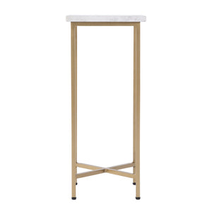 HomeRoots 21" White and Gold Marble Iron Square End Table - Rustic Elegance for Modern Living Spaces 634867