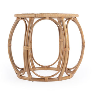 HomeRoots 24" Natural Rattan Round Drum End Table – Bohemian Chic, Lightweight, Versatile Accent for Any Space 634870