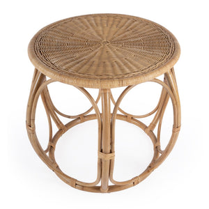 HomeRoots 24" Natural Rattan Round Drum End Table – Bohemian Chic, Lightweight, Versatile Accent for Any Space 634870