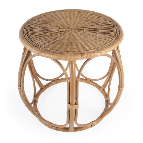 HomeRoots 24" Natural Rattan Round Drum End Table – Bohemian Chic, Lightweight, Versatile Accent for Any Space 634870